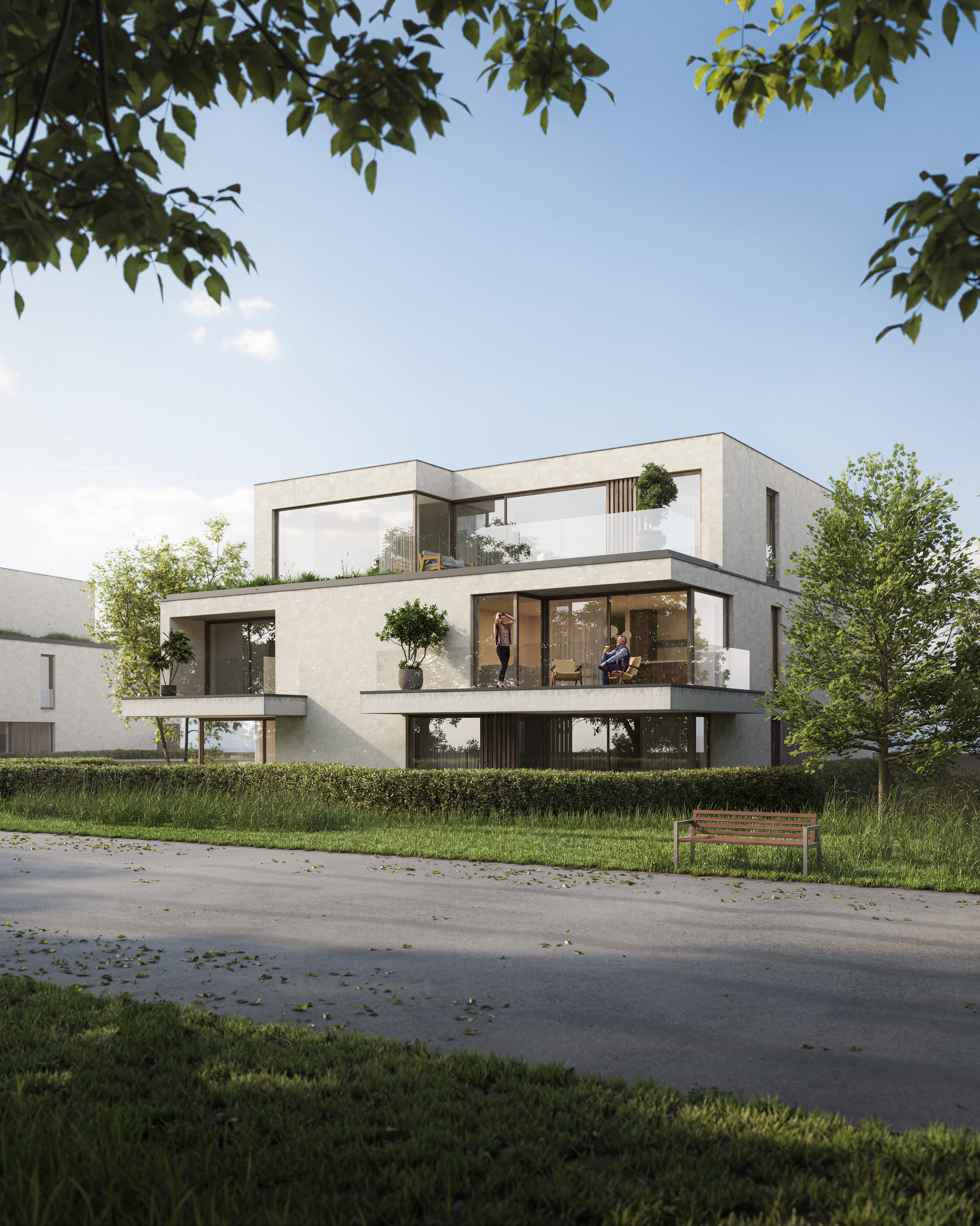 Vooraanzicht van woonproject Vaart in Bellem
