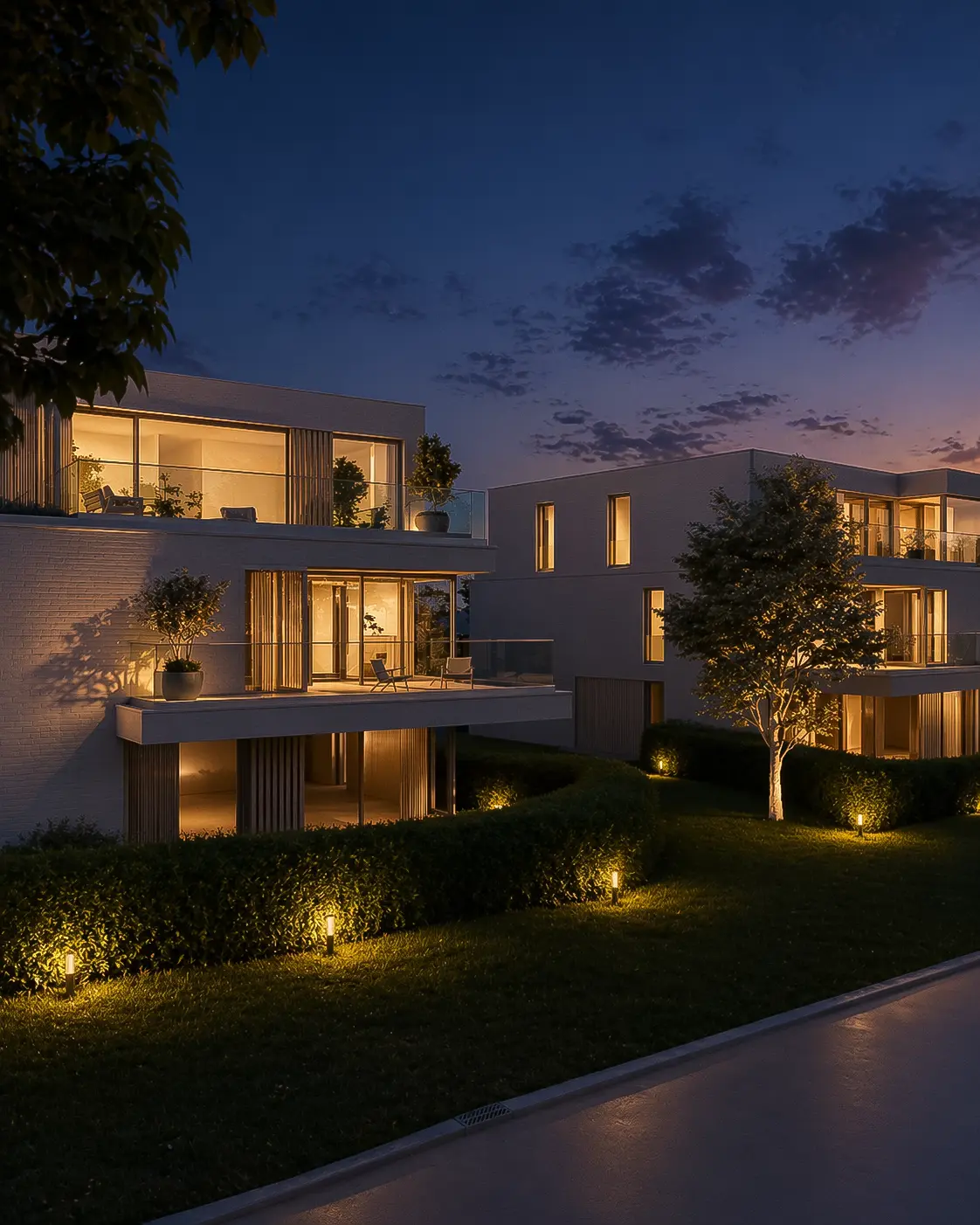 Residentie Vaart bij avondlicht